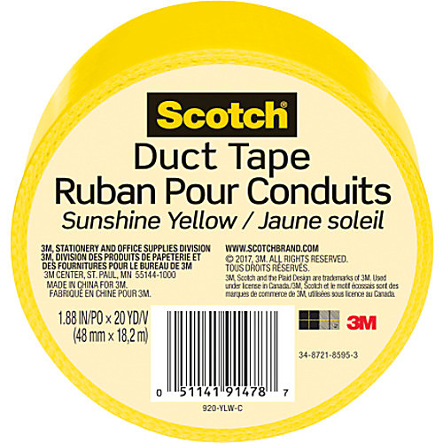 Scotch Duct Tape 920-YLW-C 1.88″ × 20 yd (48 mm × 18 2 m) Yellow
