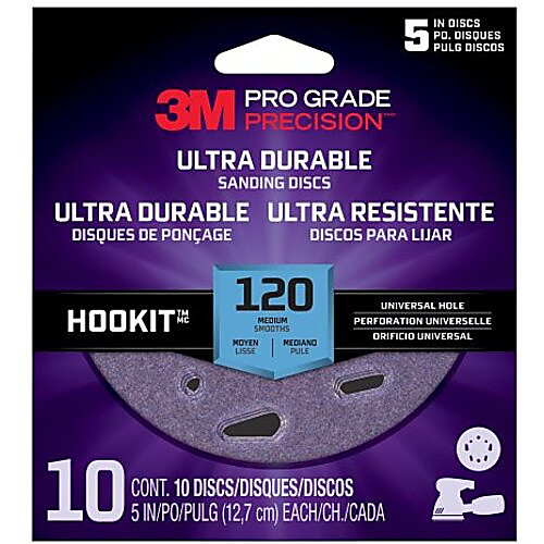 ‎3M™ Pro Grade Precision™ Ultra Durable Universal Hole Sanding Disc,
DUH5120TRI-10T, 5 IN x UH, 120, 10 pack