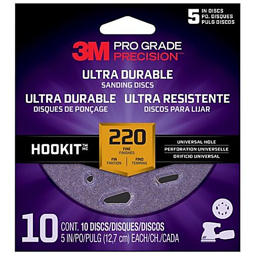 ‎3M™ Pro Grade Precision™ Ultra Durable Universal Hole Sanding Disc,
DUH5220TRI-10T, 5 IN x UH, 220, 10 pack