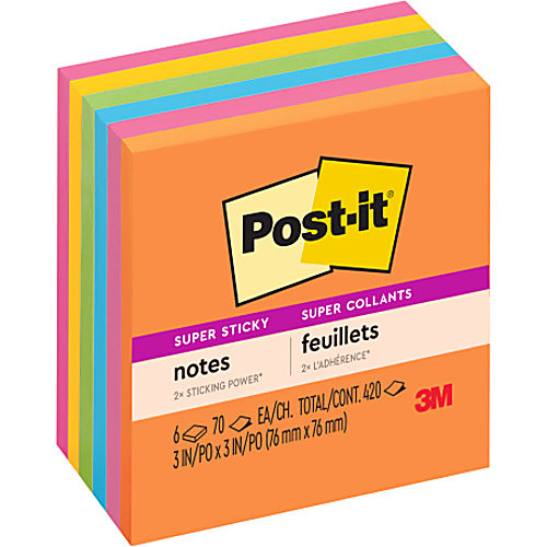 ‎Post-it Super Sticky Notes 654-6SSAU 3″ × 3″ (76 mm × 76 mm) Rio de Janeiro Collection