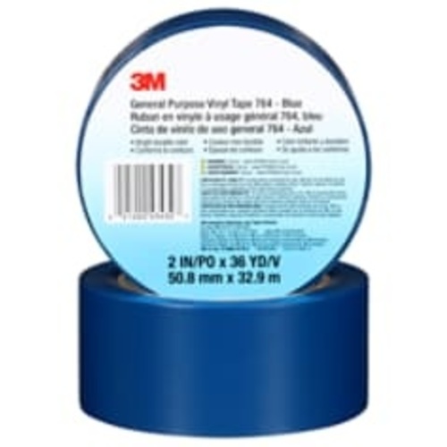 3M General Purpose Vinyl Tape 764 Blue 2″ × 36 yd 5 mil Individually Wrapped Conveniently Package