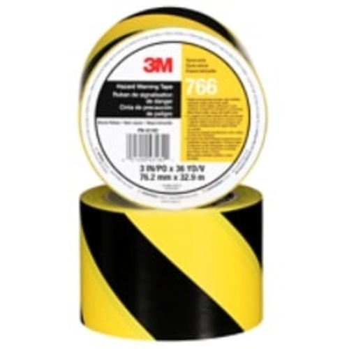 3M Safety Stripe Vinyl Tape 766 Black/Yellow 3″ × 36 yd 5 mil Individually Wrapped Conveniently Packaged