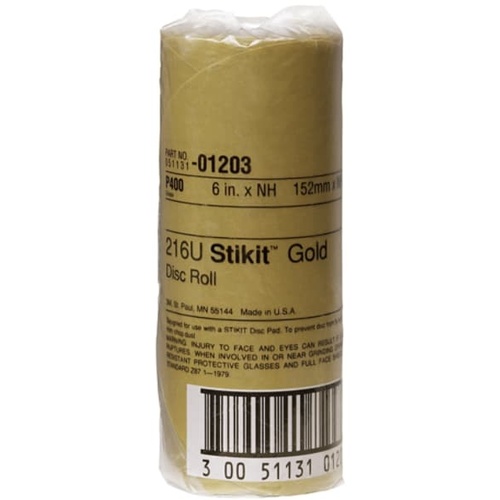 3M™ Stikit™ Gold Disc Roll, 01203, 6 in, P400, 75 discs per roll, 6
rolls per case