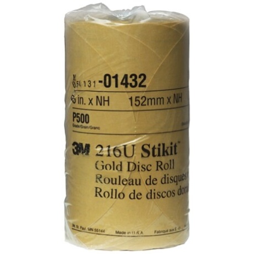 3M™ Stikit™ Gold Disc Roll, 01432, 6 in, P500, 175 discs per roll, 6
rolls per case