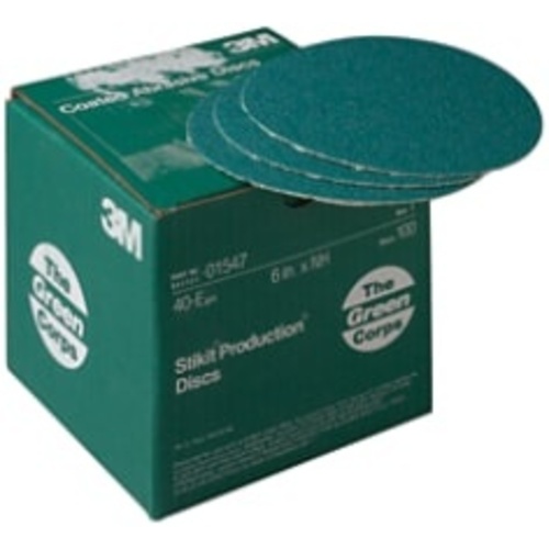 3M™ Green Corps™ Stikit™ Production™ Disc, 01547, 6 in, 40 grit, 100
discs per carton, 5 cartons per case