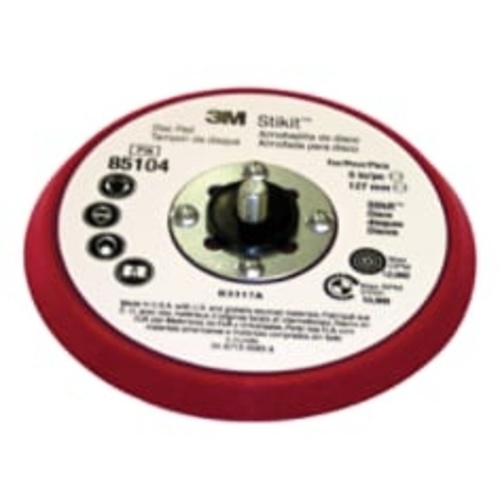 ‎3M Stikit Low Profile Disc Pad 85104 Silver Face Red Foam 5″ × 3/8″ 5/16-24 External