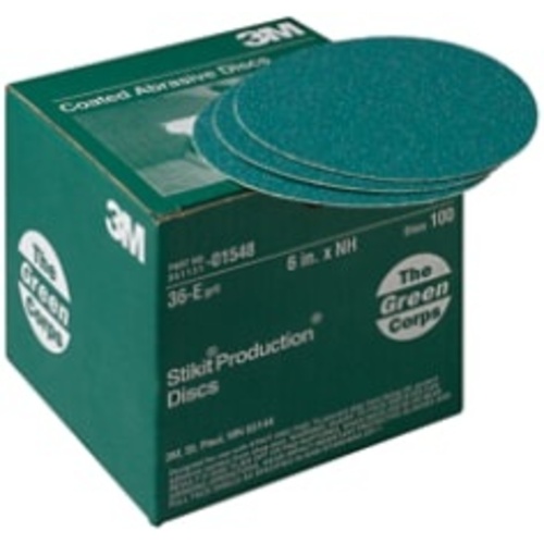 3M™ Green Corps™ Stikit™ Production™ Disc, 01548, 6 in, 36 grit, 100
discs per carton, 5 cartons per case