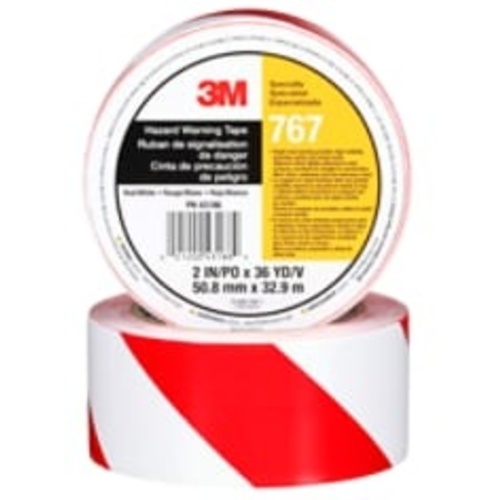 3M Safety Stripe Vinyl Tape 767 Red/White 2″ × 36 yd 5 mil Individually Wrapped Conveniently Packaged