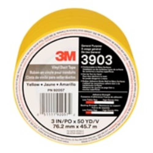 3M Vinyl Duct Tape 3903 Yellow 3″ × 50 yd 6.5 mil 18 per case 
Individually Wrapped Conveniently Packaged
