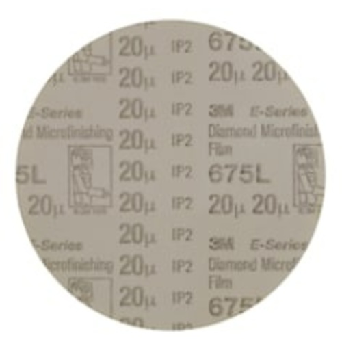 ‎3M™ Diamond Microfinishing Film PSA Disc 675L, 20 Mic, 9-1/2 in x NH,
Die 950M