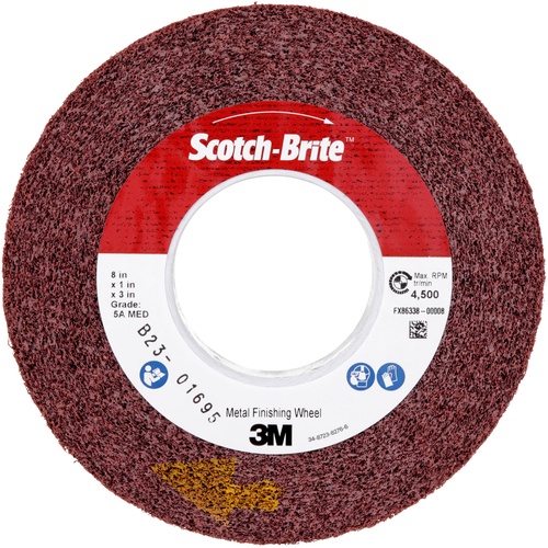 Scotch-Brite Metal Finishing Wheel MF-WL 5A Medium 8″ × 1″ × 3″
