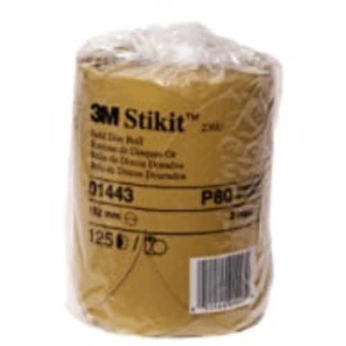 3M™ Stikit™ Gold Disc Roll, 01443, 6 in, P80A, 125 discs per roll, 10 rolls per case