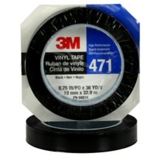 3M Vinyl Tape 471 Black 3/4″ × 36 yd 5.2 mil 
Individually Wrapped Conveniently Packaged