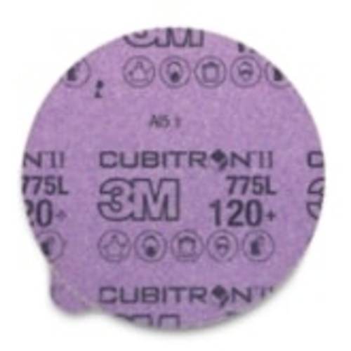 3M™ Cubitron™ II Stikit™ Film Disc 775L, 120+, 6 in x NH, Linered w/Tab,
Die 600Z, 50 per inner, 250 per case