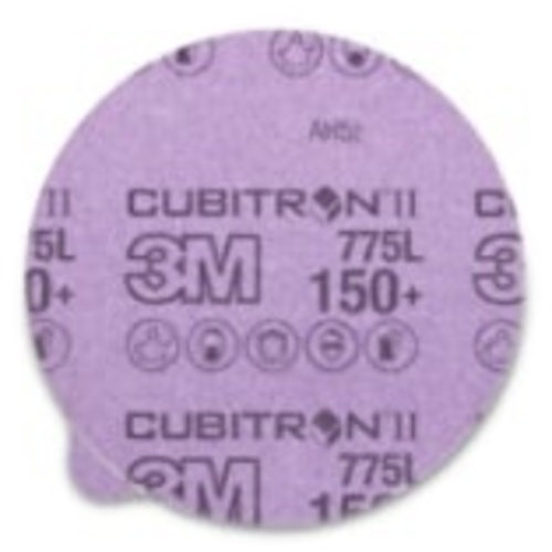 3M™ Cubitron™ II Stikit™ Film Disc 775L, 150+, 5 in x NH, Linered w/Tab,
Die 500X, 50 per inner, 250 per case