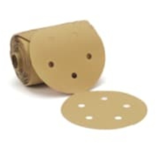 3M™ Stikit™ Gold Paper Disc Roll 216U, 01623, P220 A-weight, 5 in x NH,
D/F 5HL, Die 500FH, 175 Discs/Roll, 6 Rolls/Case