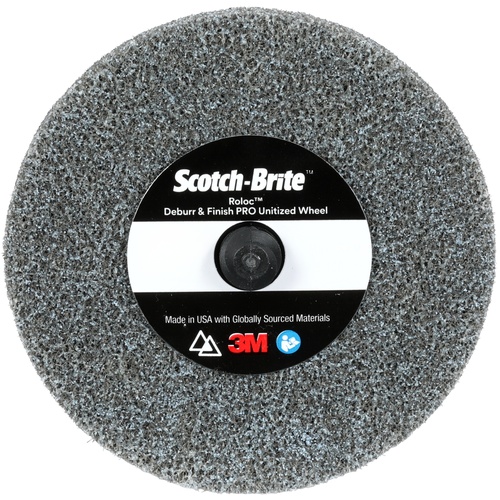 Scotch-Brite Roloc Deburr and Finish PRO Unitized Wheel TR 3″ × 1/8″ x NH 6C MED+