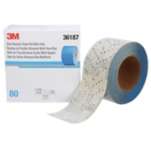 3M Hookit Blue Abrasive Sheet Roll Multi-hole 36187 80 2.75″ × 13 yd
