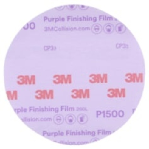 3M™ Hookit™ Purple Finishing Film Abrasive Disc 260L, 35407, 6 in, Dust Free, P1500, 50 discs per carton, 4 cartons per case