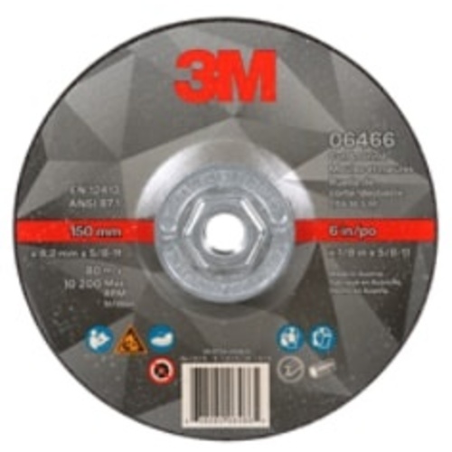 ‎3M Cut & Grind Wheel 06466 Type 27 6″ × 1/8″ × 5/8″-11 Quick Change
