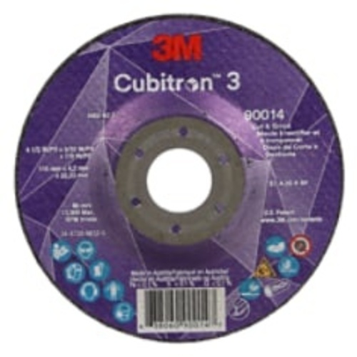 ‎3M CUBITRON 3 CUT AND GRIND WHEEL, 36+, T27, 4-1/2 IN × 5/32 IN × 7/8 IN (115 × 4.2 × 22.23 MM) ANSI