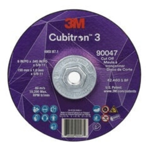 ‎3M CUBITRON 3 CUT-OFF WHEEL, 60+, T27, 6 IN × 0.045 IN × 5/8 IN-11 (150 × 1.6 MM × 5/8-11 IN), ANSI