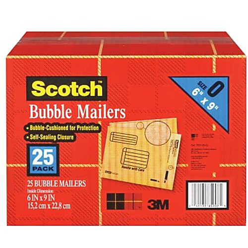 ‎Scotch Bubble Mailer 7913-25-CS 6″ × 9″ Size #0 25 Pack