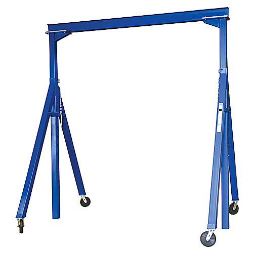 ‎Gantry Crane - Solid steel construction - Large Diameter 8″ - locking phenolic casters - Adjustment Height in 6″ increments - 8,000 lbs Load Capacity