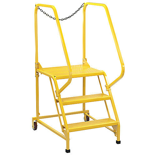 Maintenance Ladder Perforated 3-Step Yellow