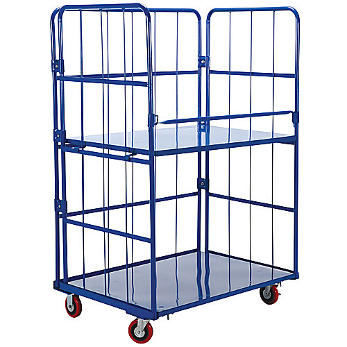 Blue Nestable Roller Container 2 Shelf