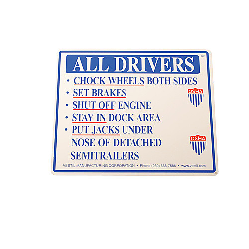 Aluminum Driver Beware Instruction Sign