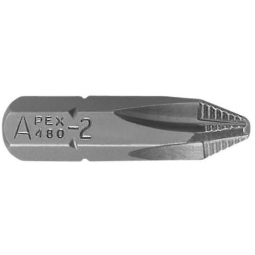 ‎#480-2 ACR2X - 5/16″ Hex Drive - #2 Phillips - 1 1/4″ Overall Length Anti-Camout Rib Bit